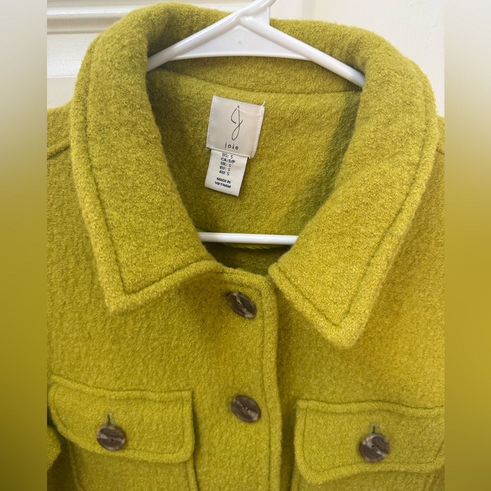Joie Chartreuse Wool Blend Button Jacket - Picture 7 of 11